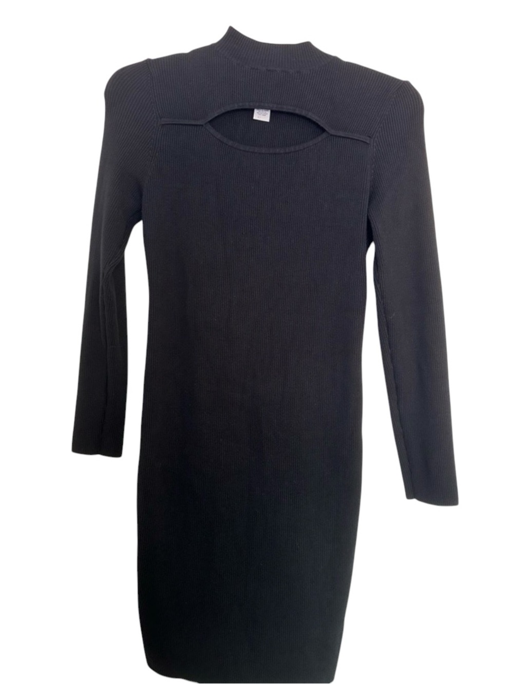 Carmen Marc Valvo Ribbed Knit Mock
Neck Dress with Cut-Out Detail